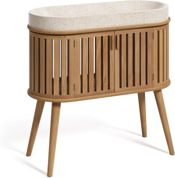 Rokia, Badezimmerschrank, natur, H90x90x40 cm, massives Holz