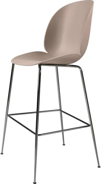 GUBI Beetle Barhocker H75 Konische Basis Schwarz Chrom/Sweet Pink